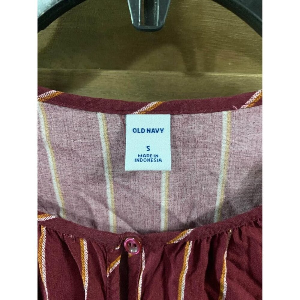 Old Navy Long sleeve Dress Womens Size Small Maroon Casual Striped - Picture 5 of 6